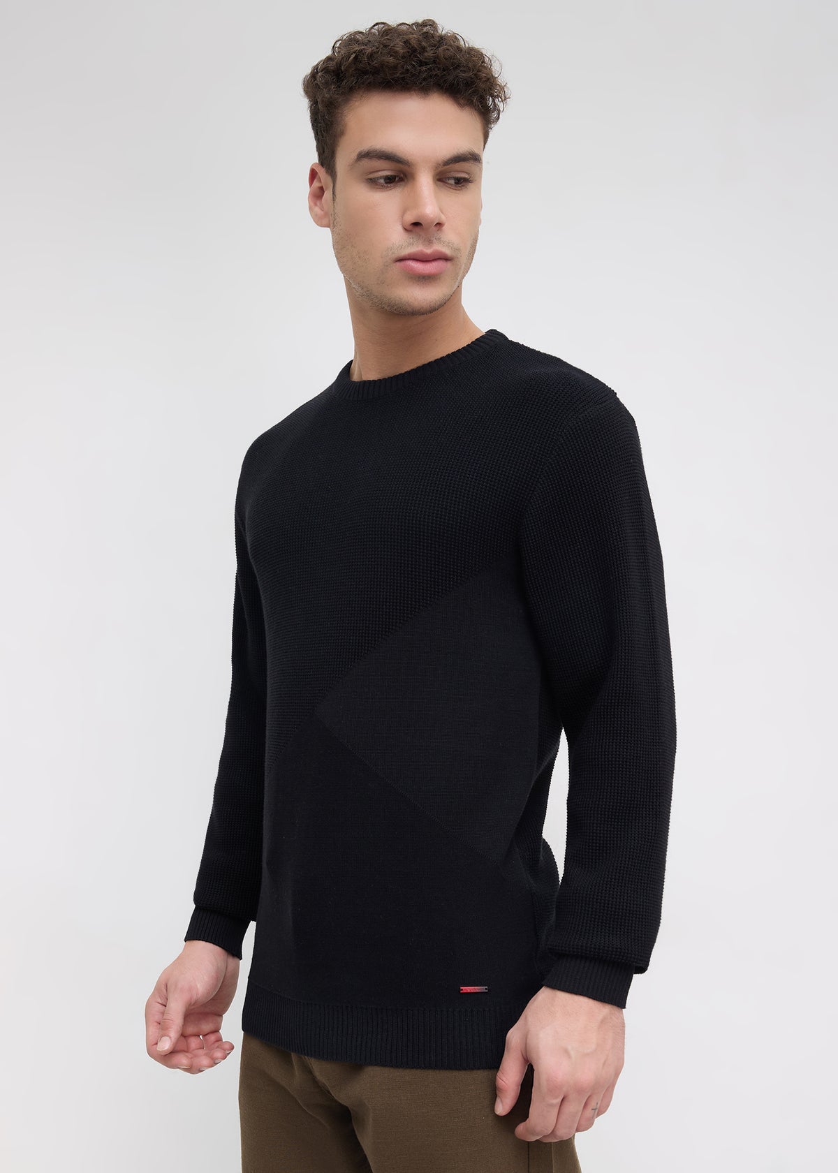 Sikkim Solid Knit Sweater: Black