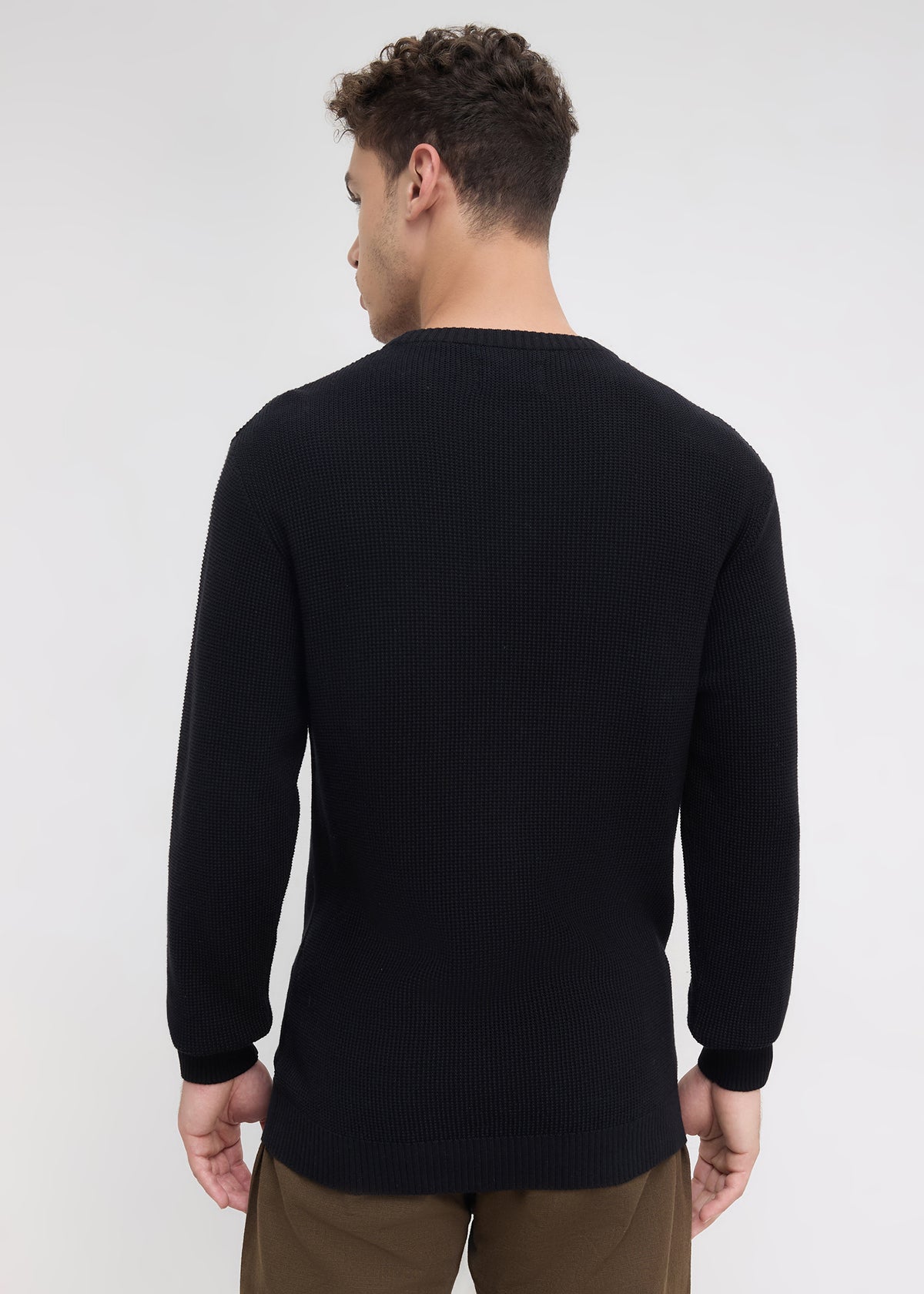 Sikkim Solid Knit Sweater: Black