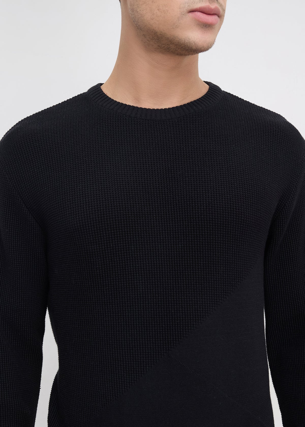 Sikkim Solid Knit Sweater: Black
