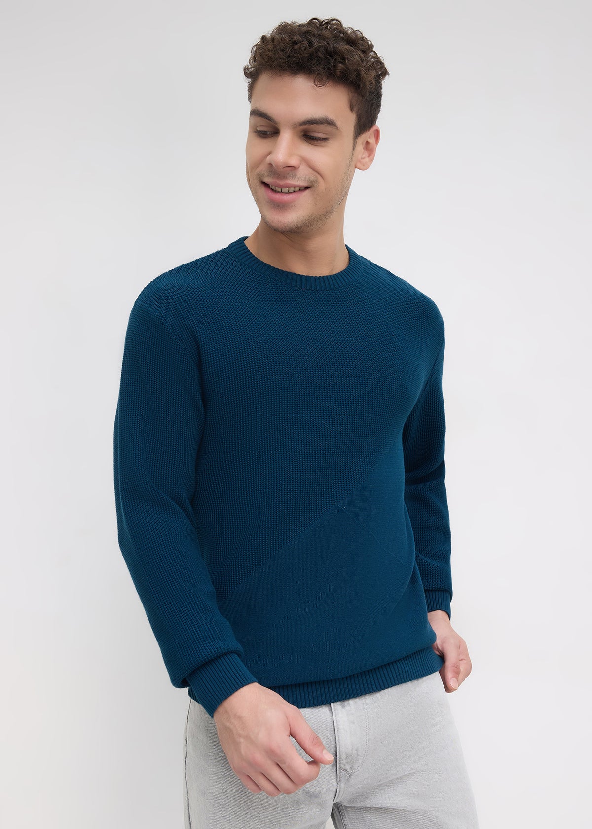 Sikkim Solid Knit Sweater: Teal