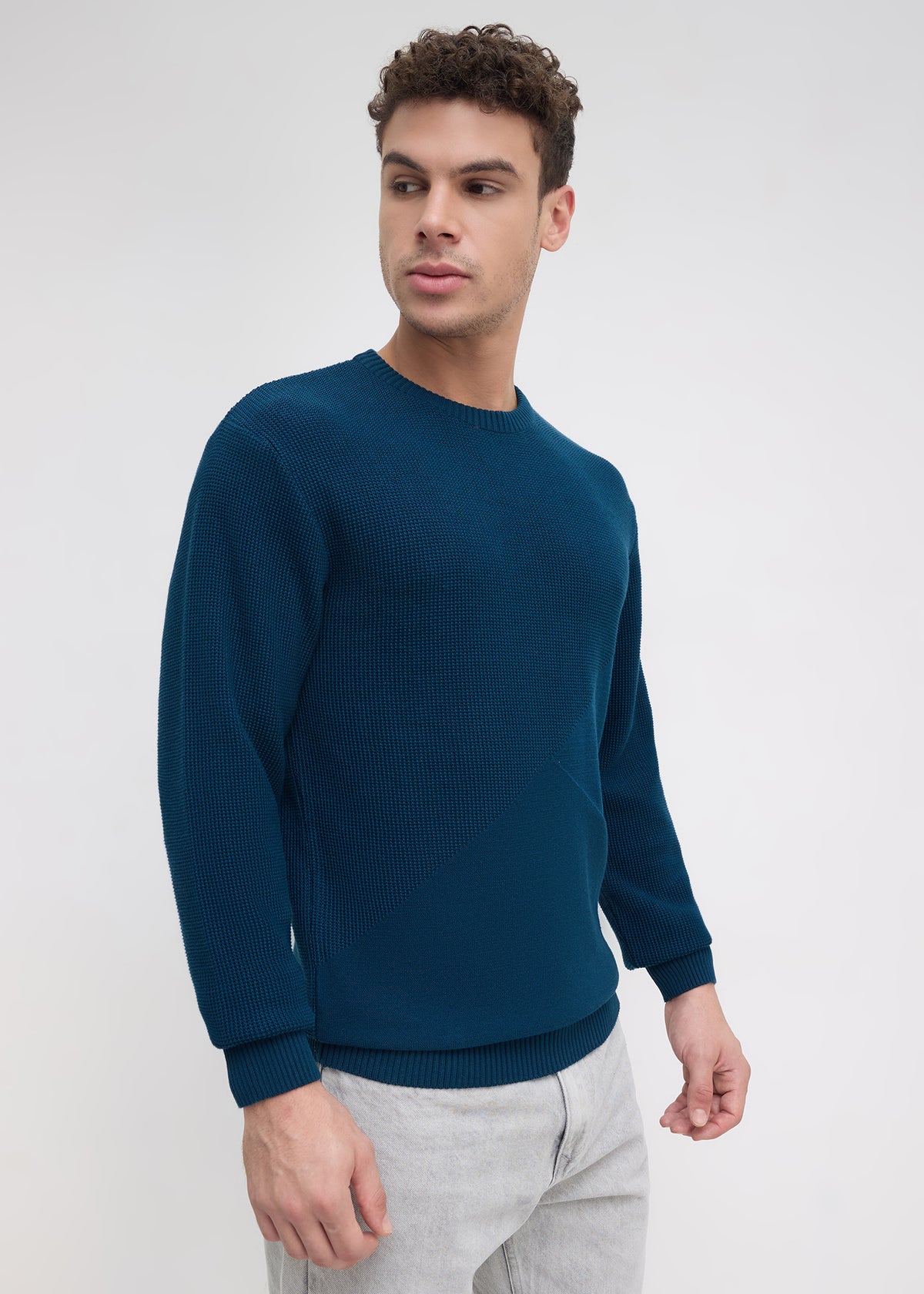 Sikkim Solid Knit Sweater: Teal
