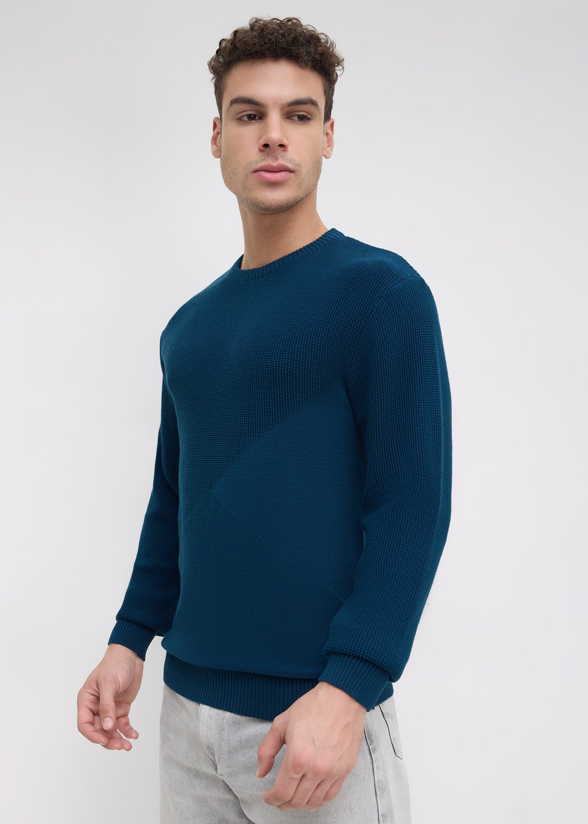 Sikkim Solid Knit Sweater: Teal