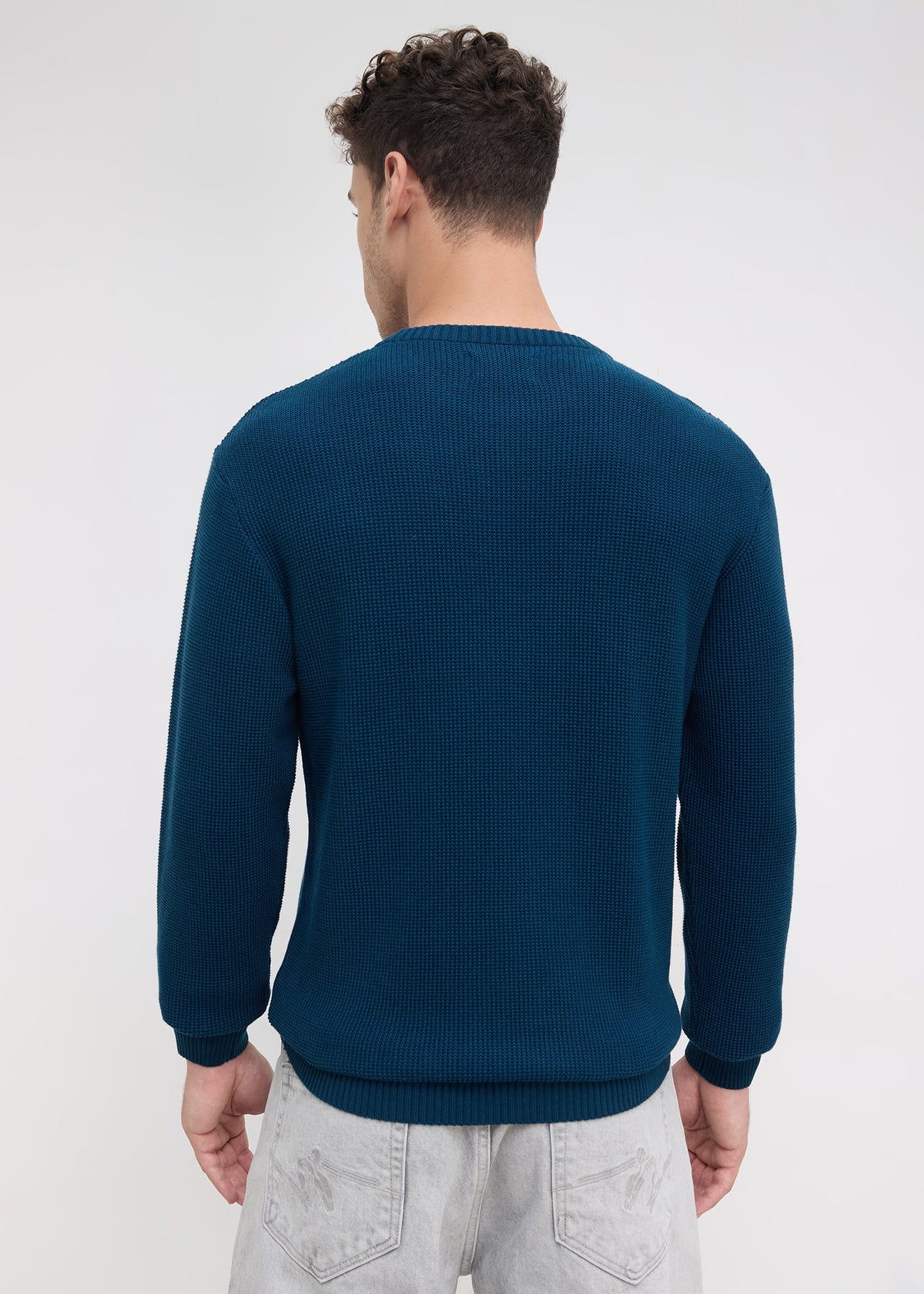 Sikkim Solid Knit Sweater: Teal