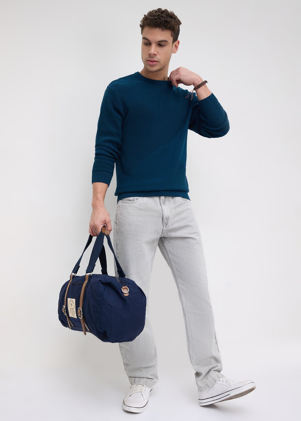 Sikkim Solid Knit Sweater: Teal