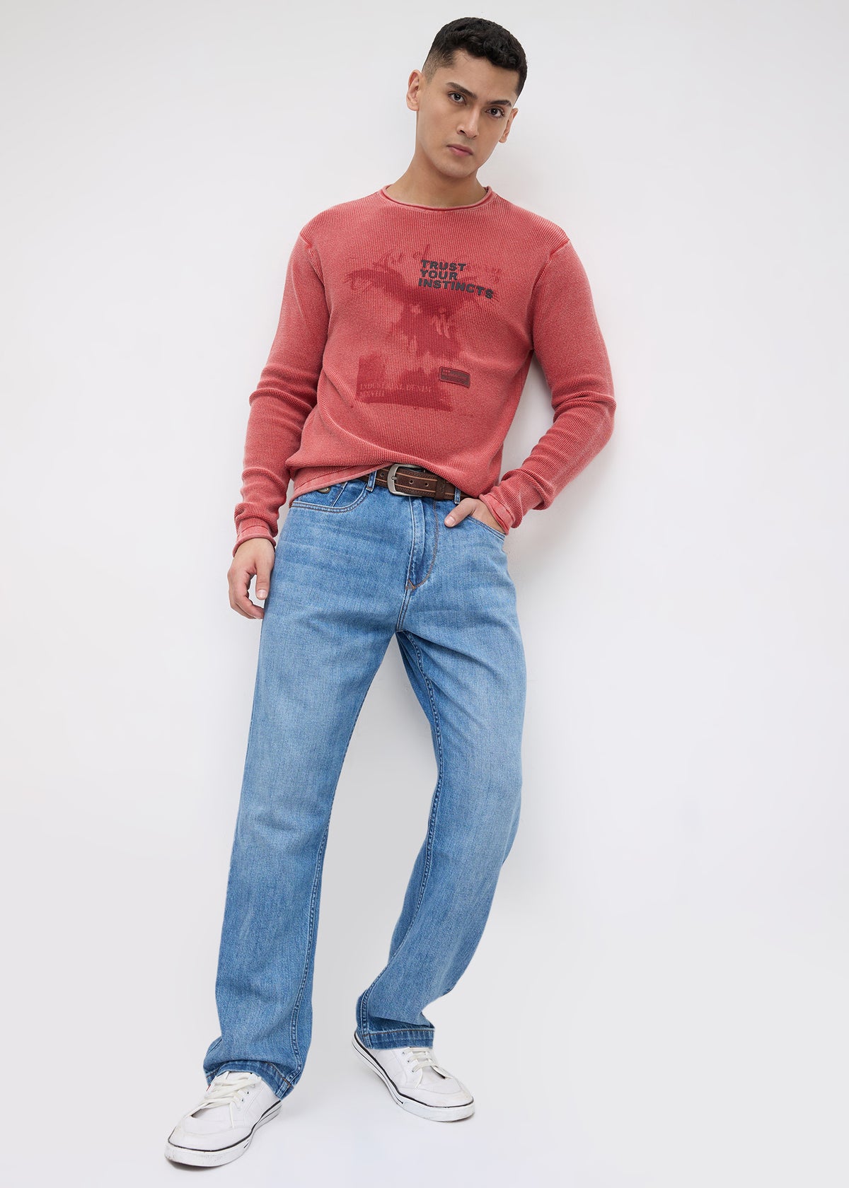Nerve Textured Sweatshirt: Pink