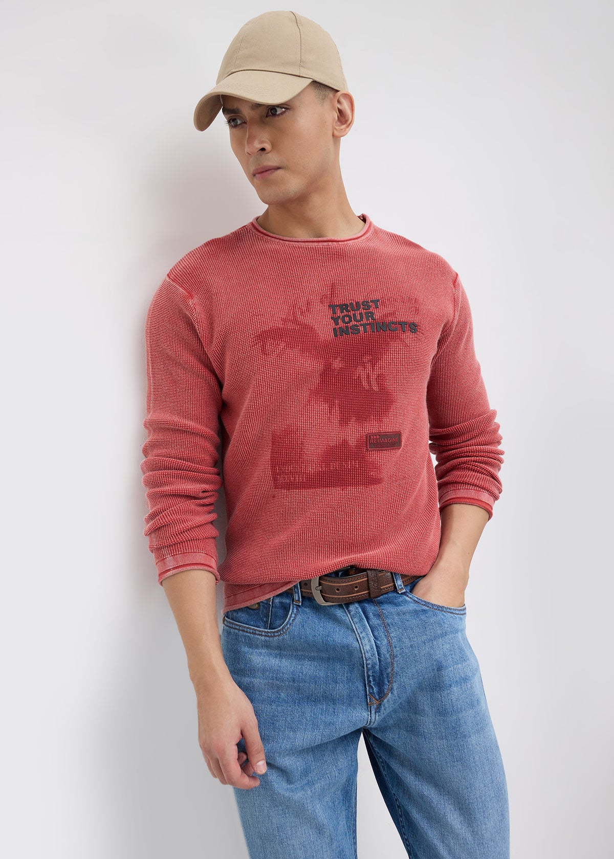 Nerve Textured Sweatshirt: Pink