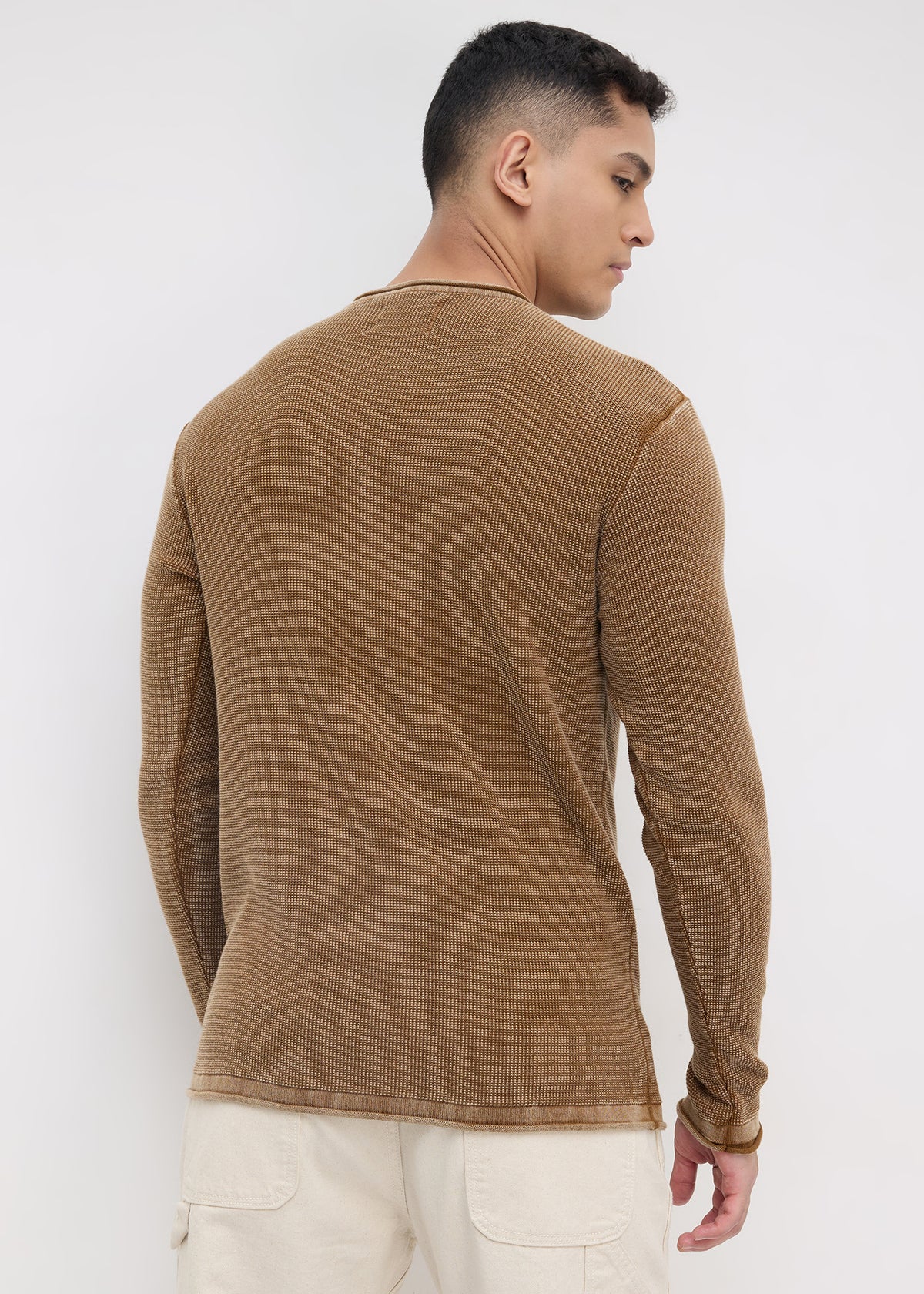 Nerve Textured Sweatshirt: Tan
