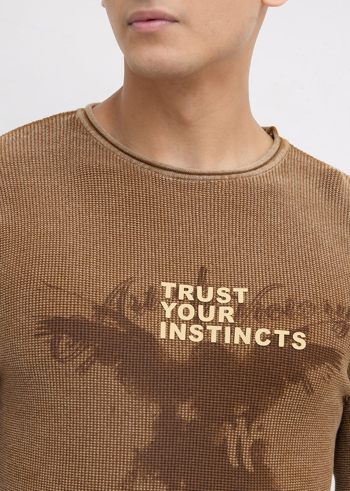 Nerve Textured Sweatshirt: Tan