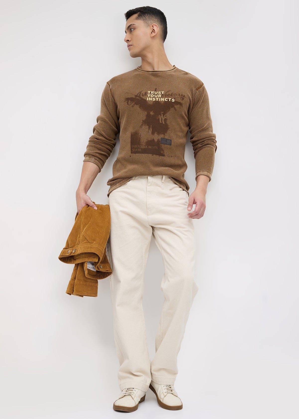 Nerve Textured Sweatshirt: Tan