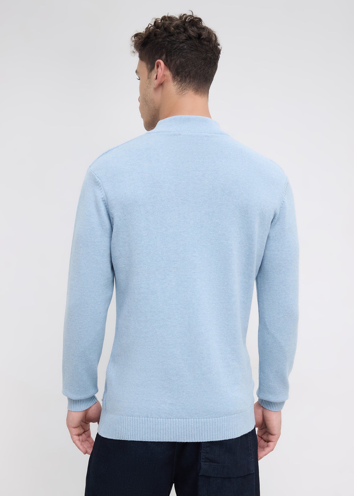 Tuksan Half-Zip Textured Knit Sweater: Sky