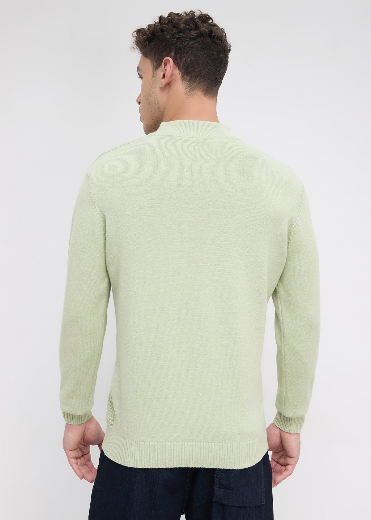 Tuksan Half-Zip Textured Knit Sweater: Mint