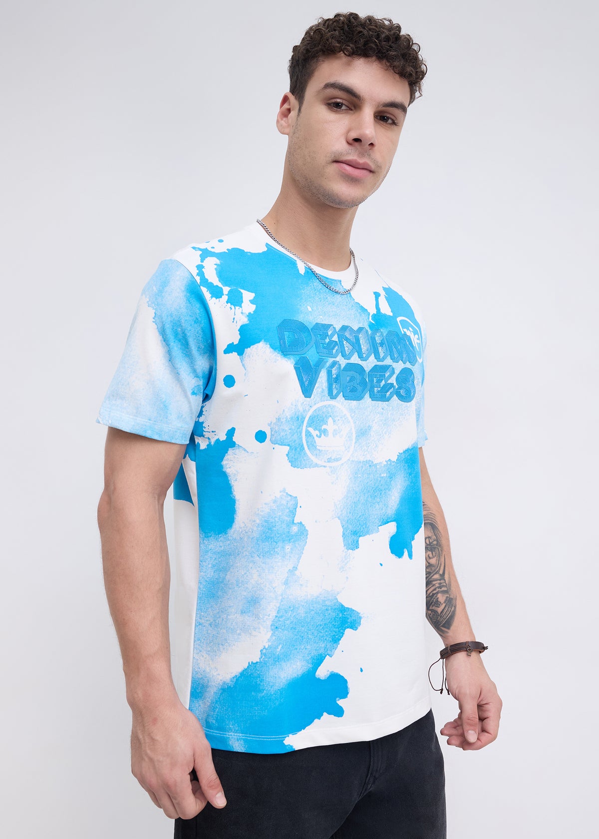 Orkut Abstract Print Round Neck Tshirt: White