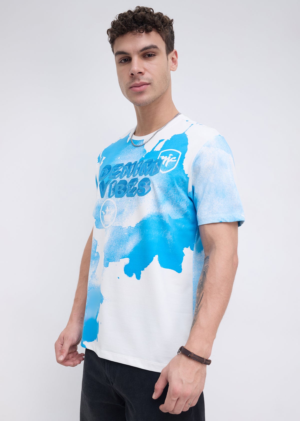 Orkut Abstract Print Round Neck Tshirt: White