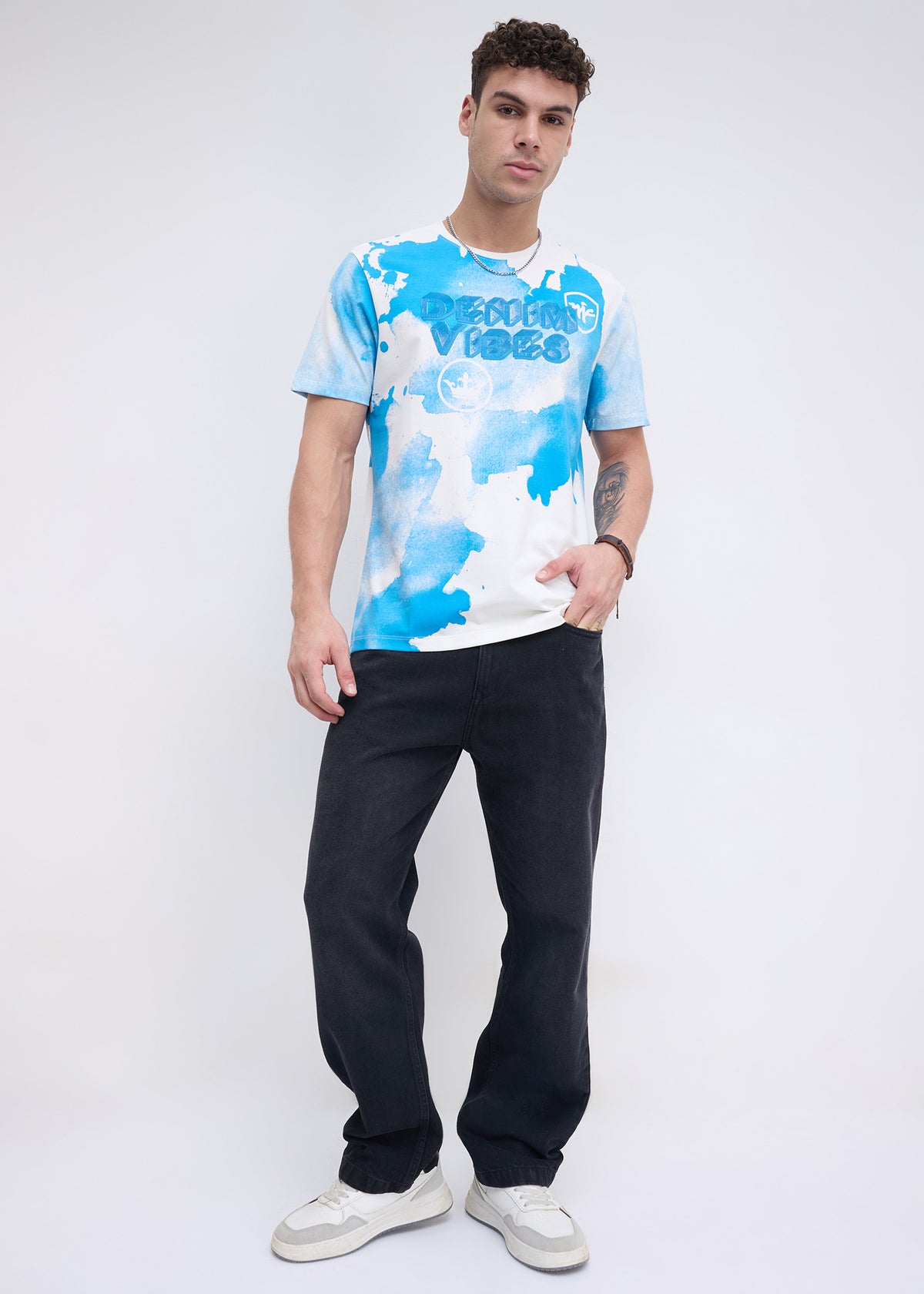 Orkut Abstract Print Round Neck Tshirt: White