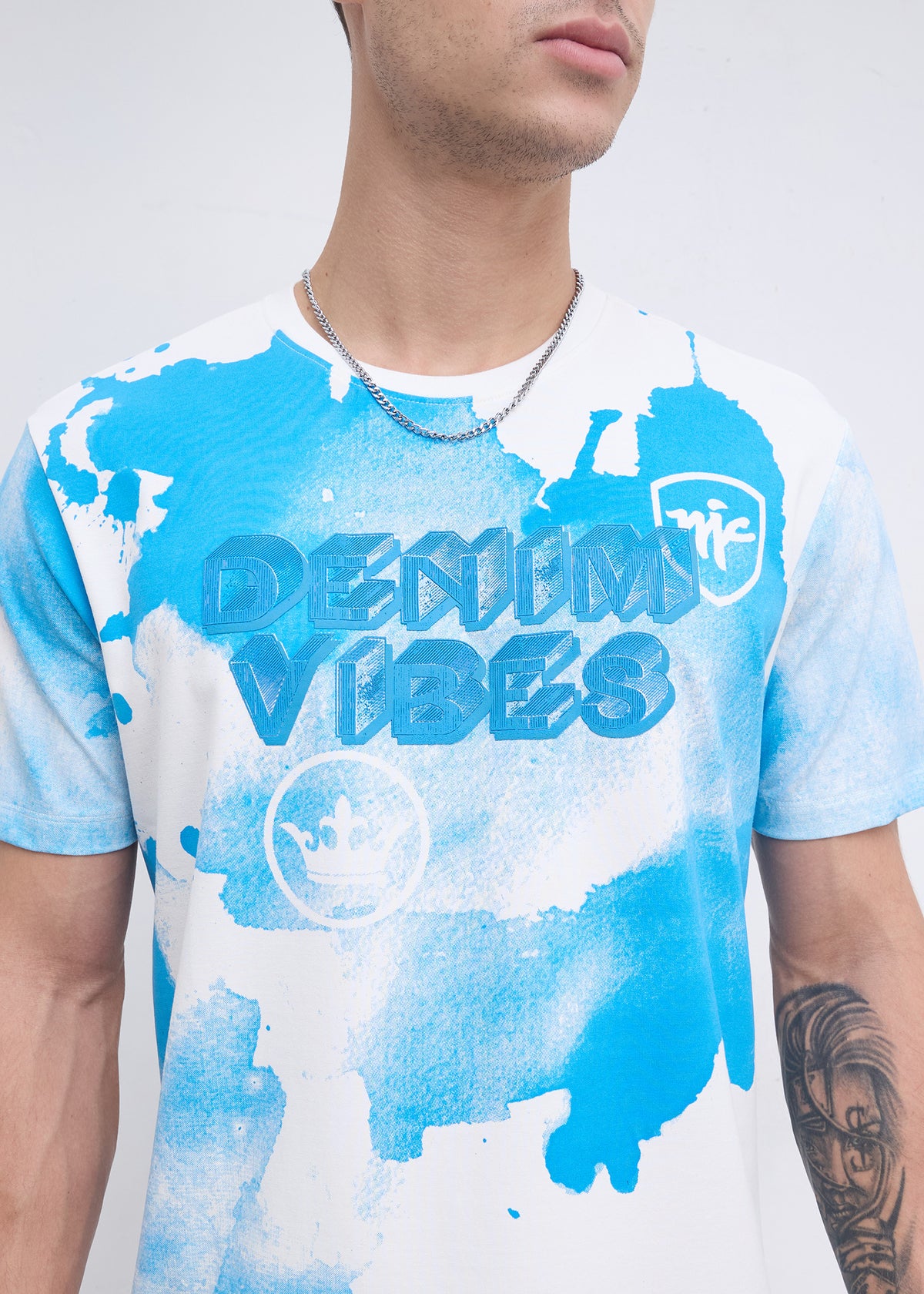 Orkut Abstract Print Round Neck Tshirt: White