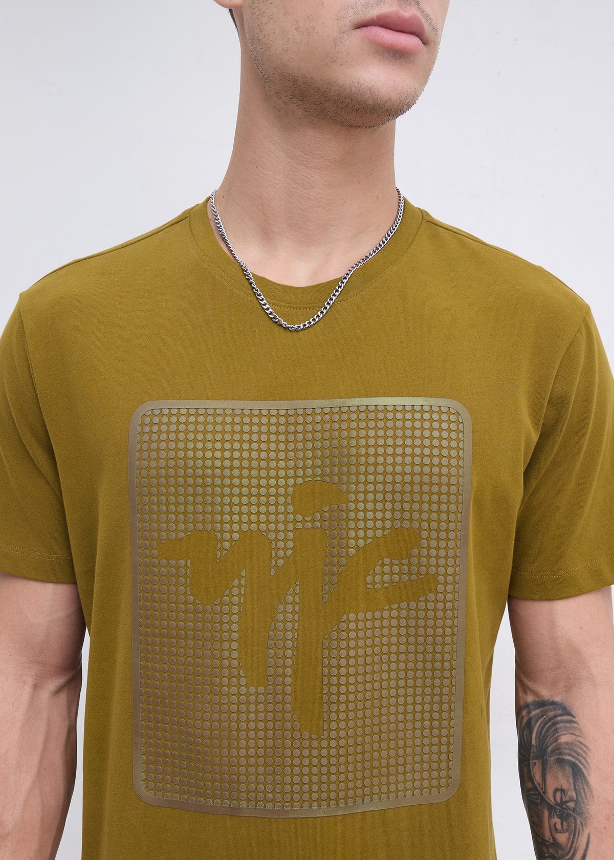Marvan Graphic Round Neck T-Shirt: Mehndi