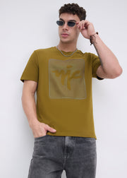 Marvan Graphic Round Neck T-Shirt: Mehndi