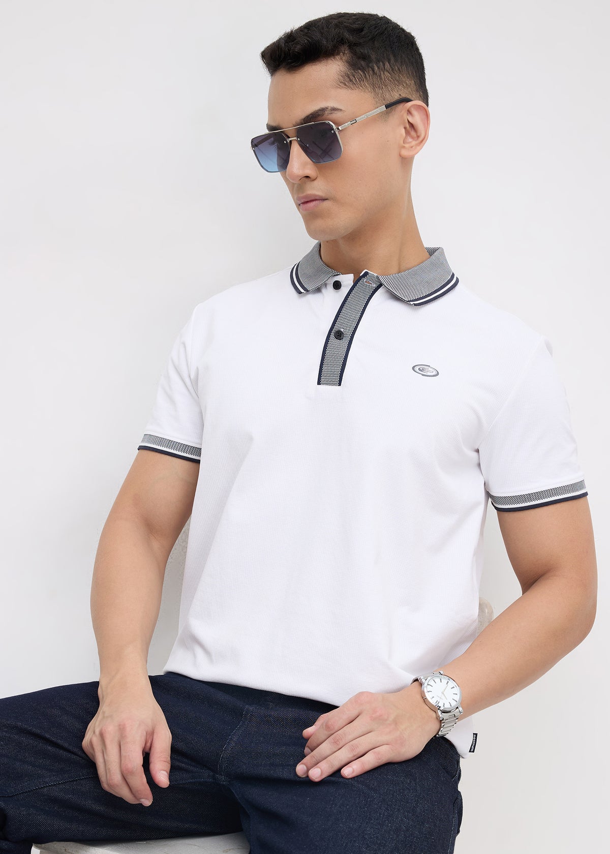 Olancha Textured Polo: White
