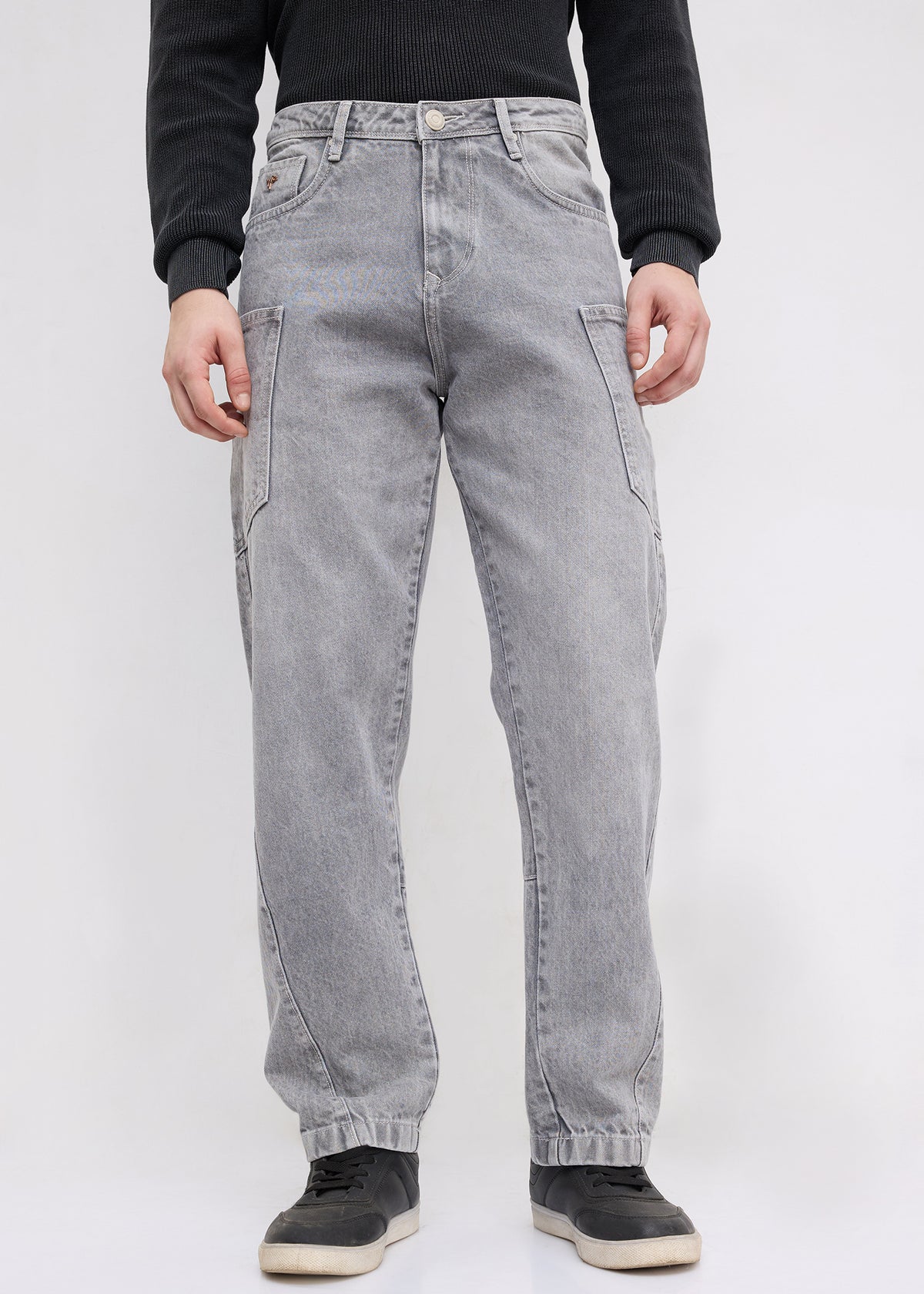 Bilimo Washed Denim Cargo: Light Grey