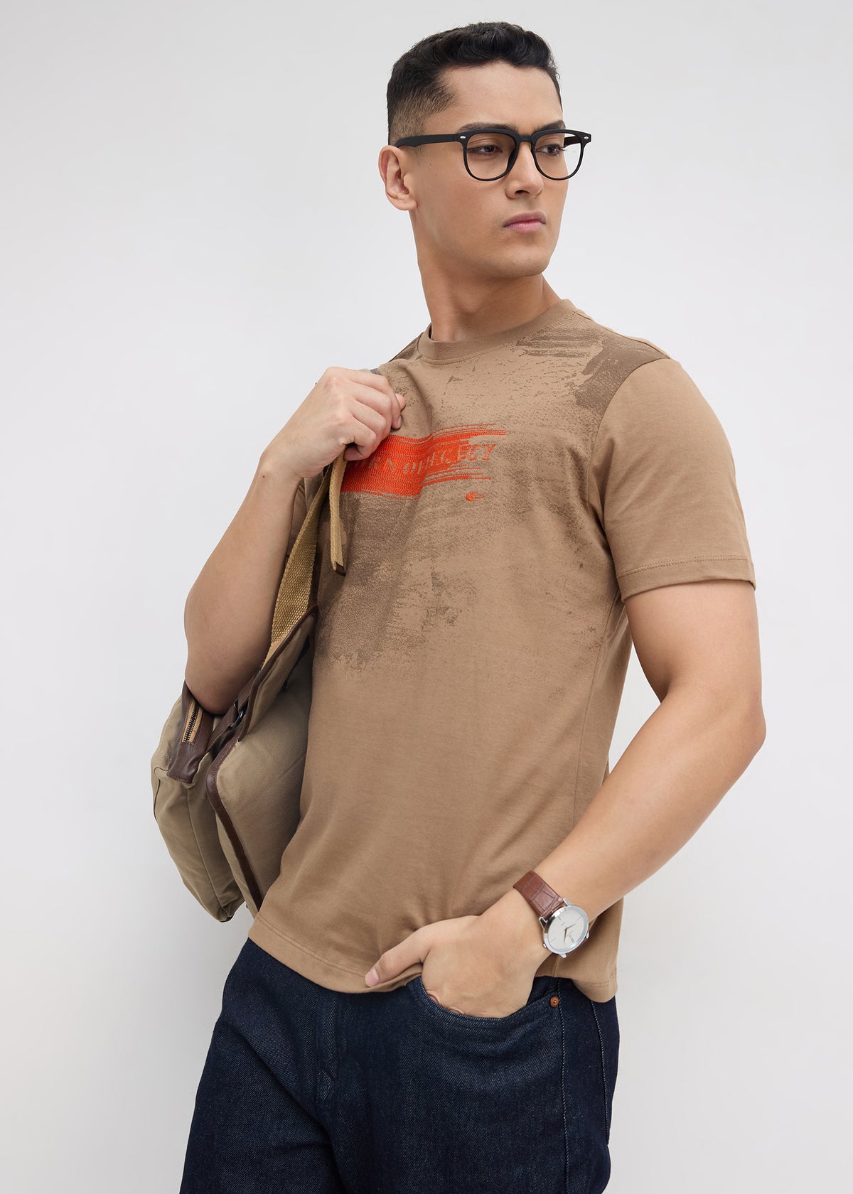 Ettrick Embroidered T-Shirt: Brown