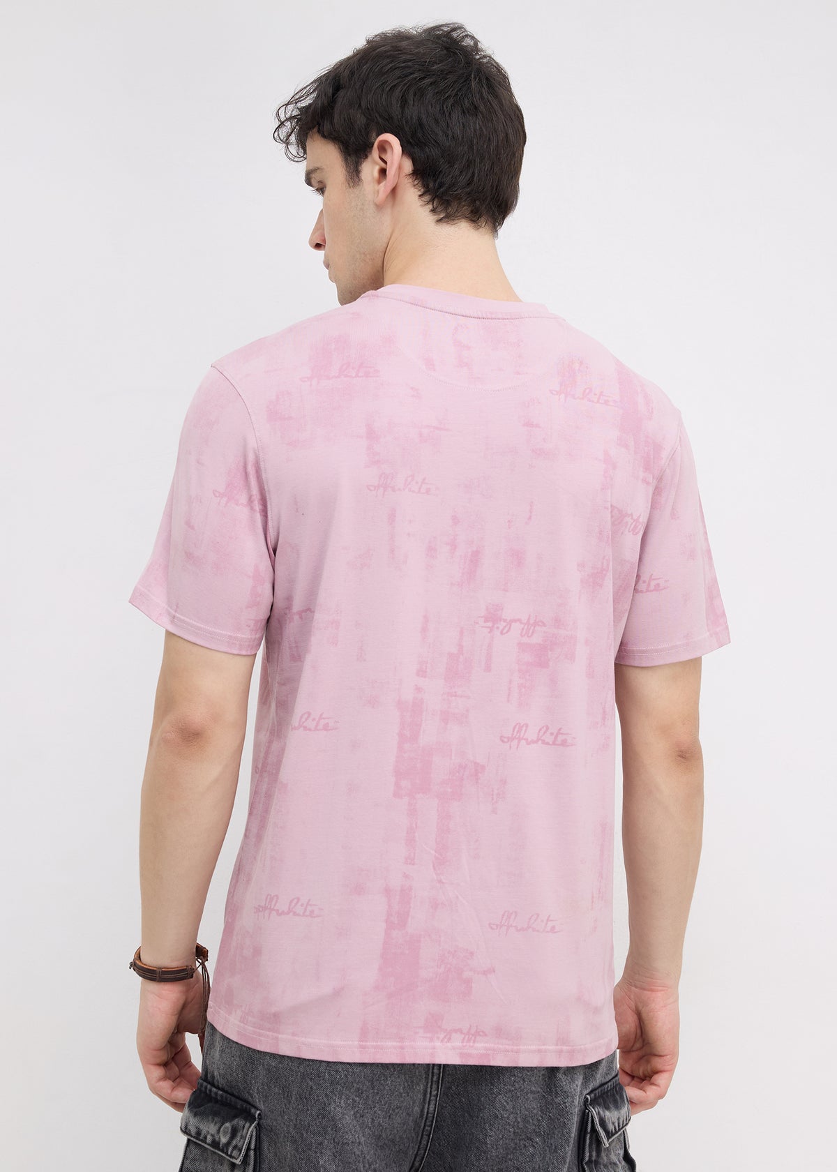 Beatock Tonal Graphic Round Neck T-shirt: Coral Pink