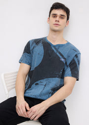 Yarrow Automotive Graphic Round Neck T-shirt: Airforce Blue