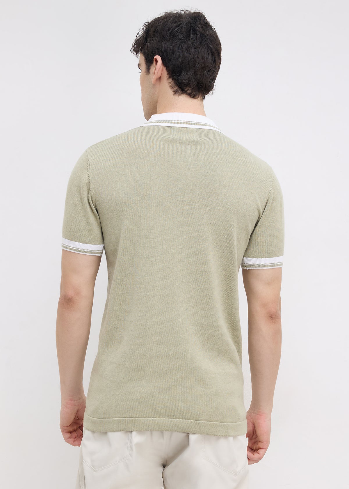 Resource Contrast-Tipped Knitted Polo T-shirt: Pista