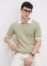 Resource Contrast-Tipped Knitted Polo T-shirt: Pista