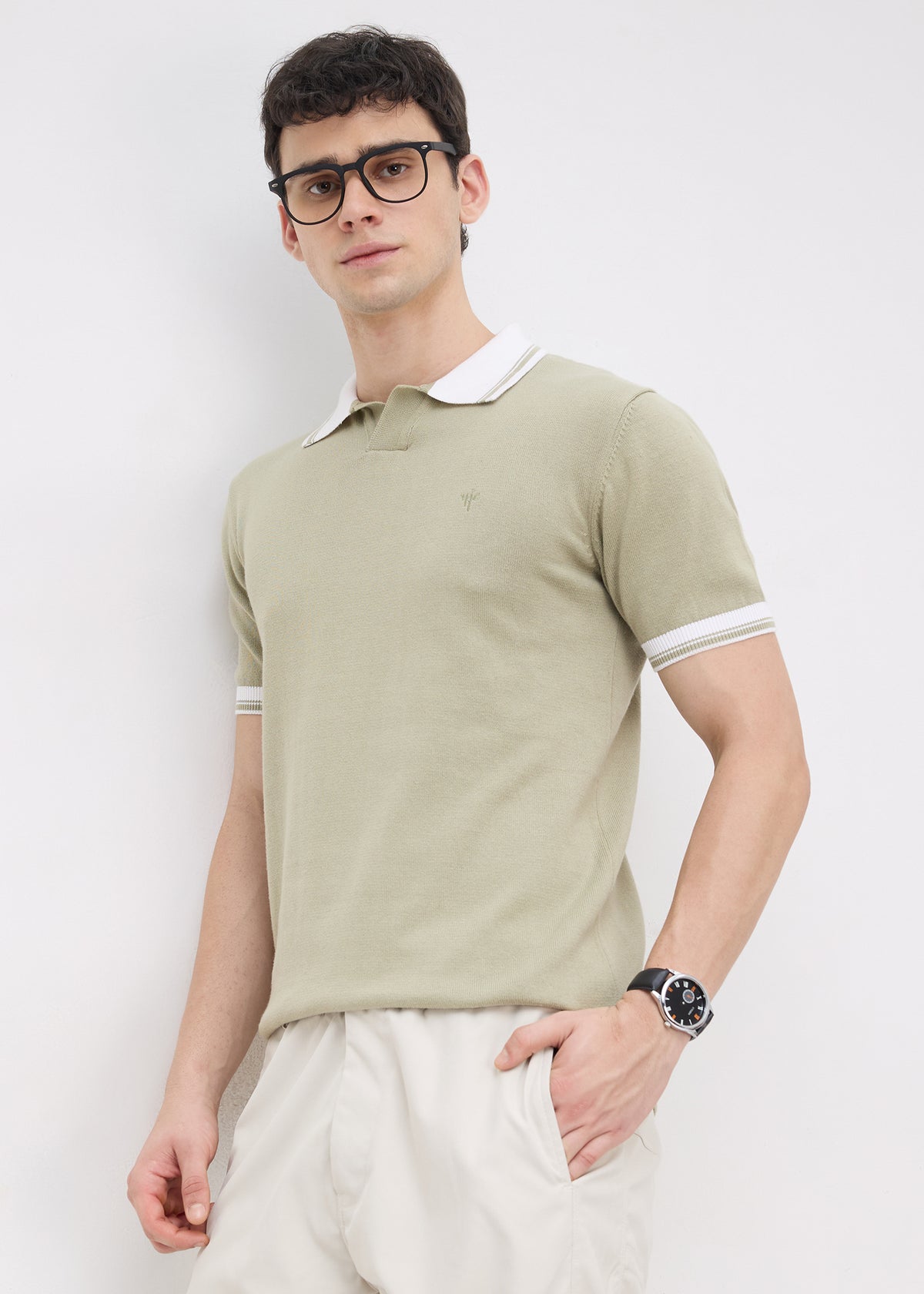 Resource Contrast-Tipped Knitted Polo T-shirt: Pista