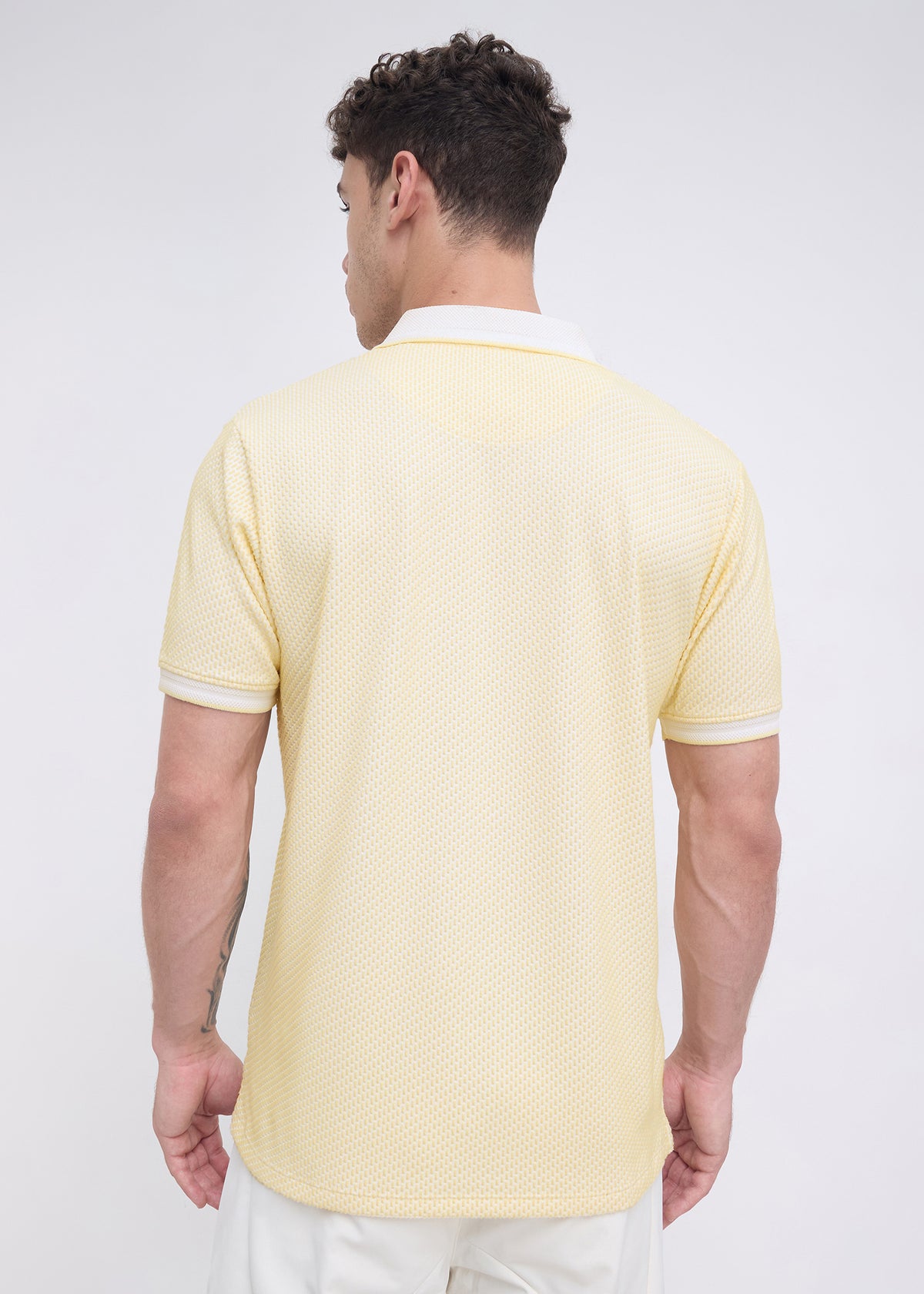 Tyrese Textured Tipped Polo: Lemon