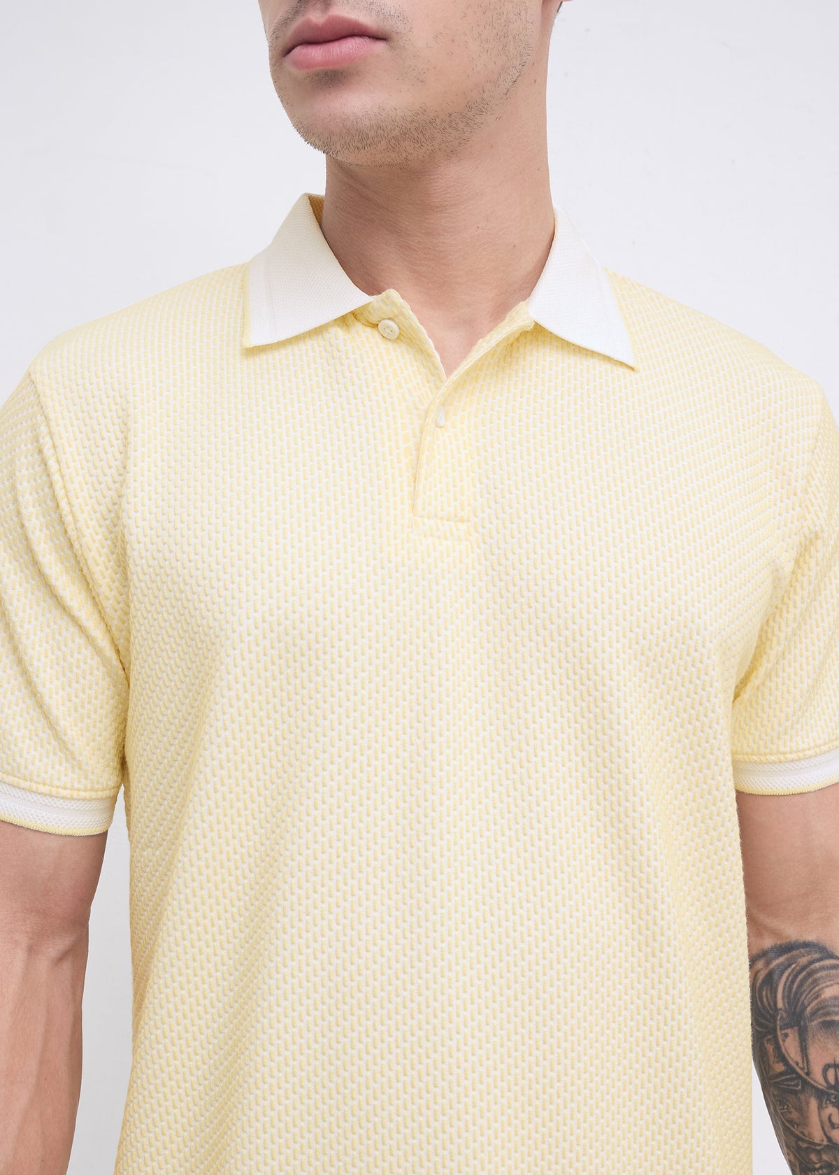 Tyrese Textured Tipped Polo: Lemon