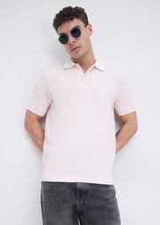 Tyrese Textured Tipped Polo: Pink