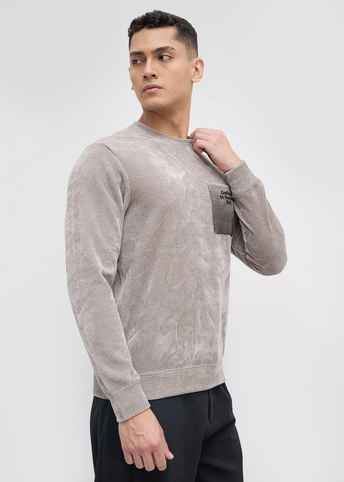 Temprall Textured Sweatshirt: Grey
