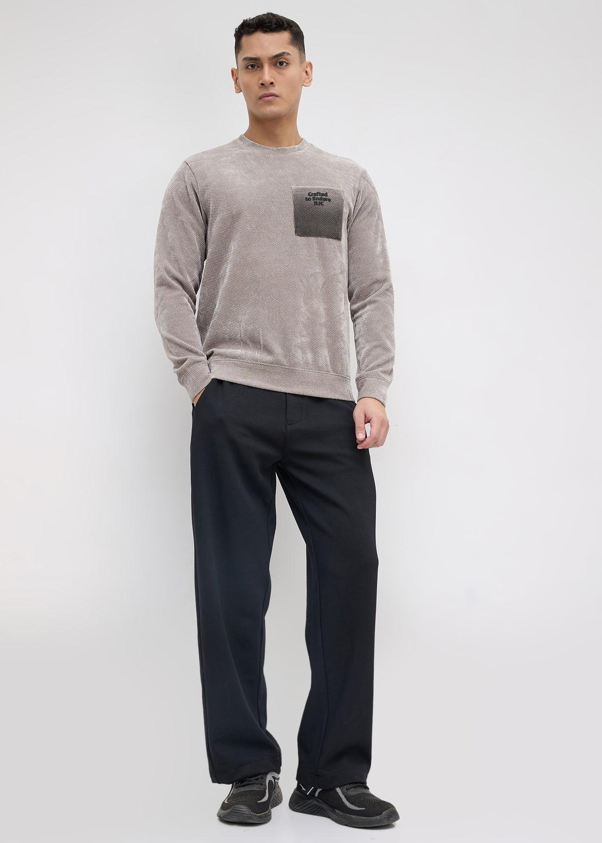 Temprall Textured Sweatshirt: Grey