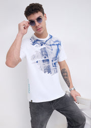Doubs Graphic Round Neck T-Shirt: Off White