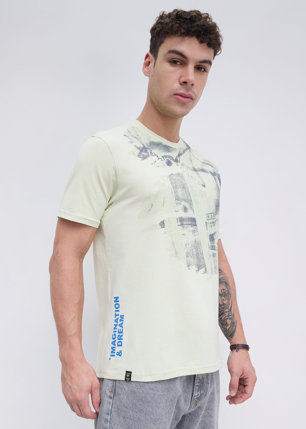 Doubs Graphic Round Neck T-Shirt: Mint