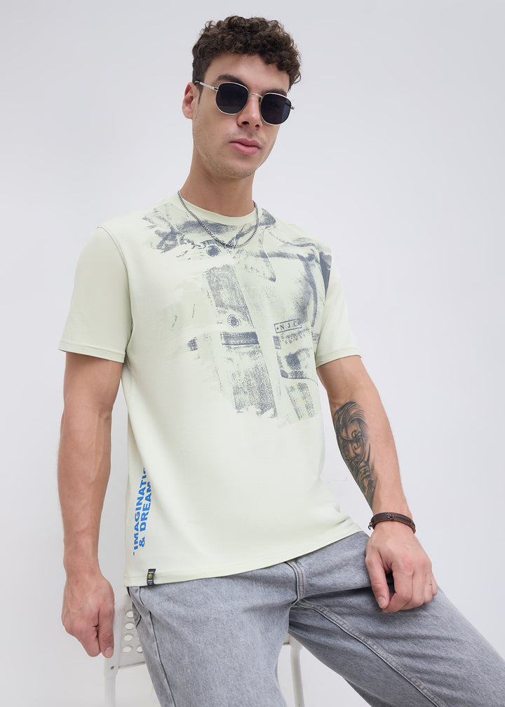 Doubs Graphic Round Neck T-Shirt: Mint