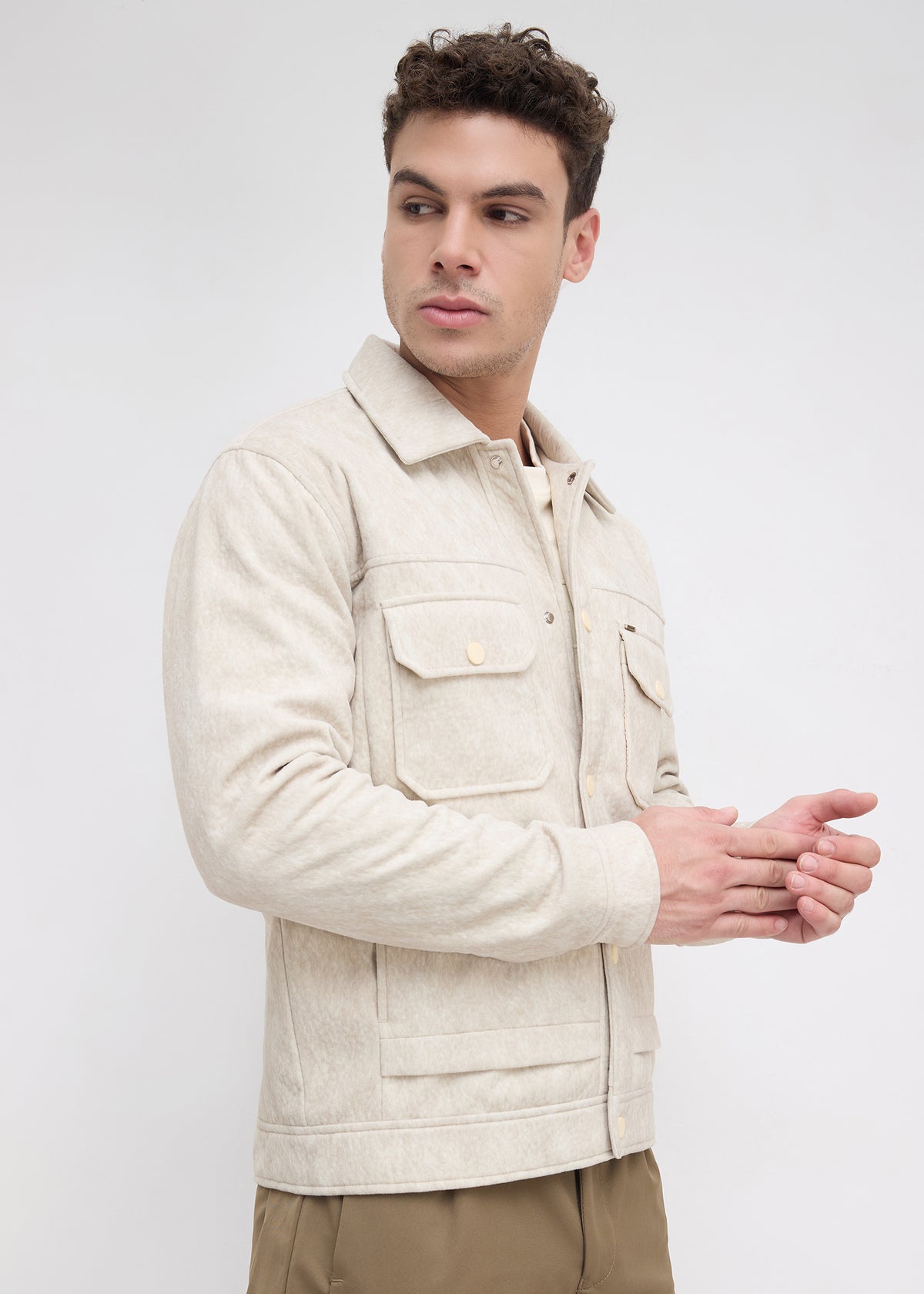 Saanen Soft-Touch Utility Jacket: Fawn