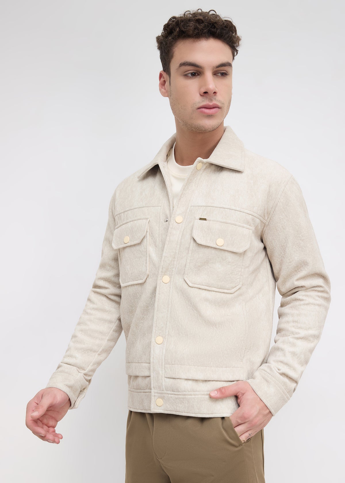 Saanen Soft-Touch Utility Jacket: Fawn