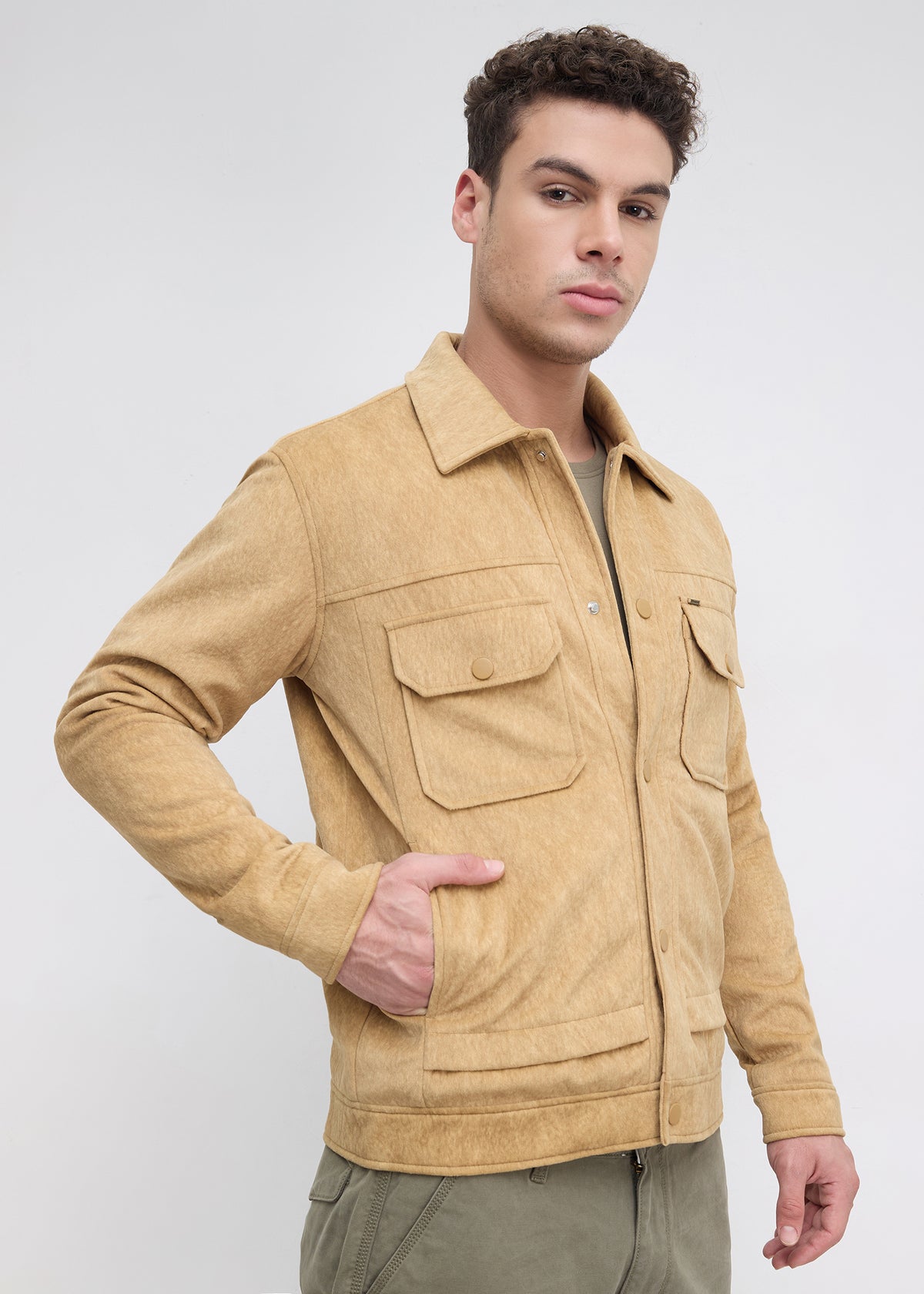 Saanen Soft-Touch Utility Jacket: Khaki