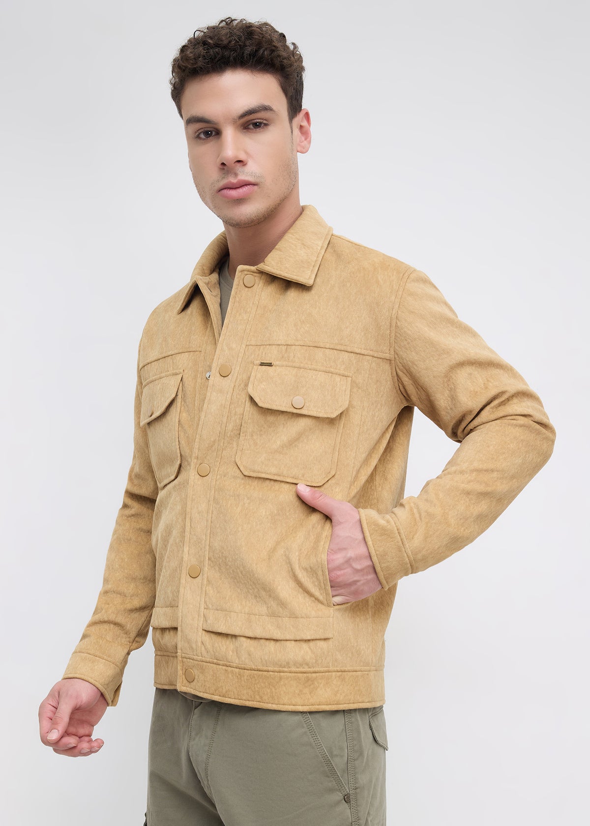 Saanen Soft-Touch Utility Jacket: Khaki
