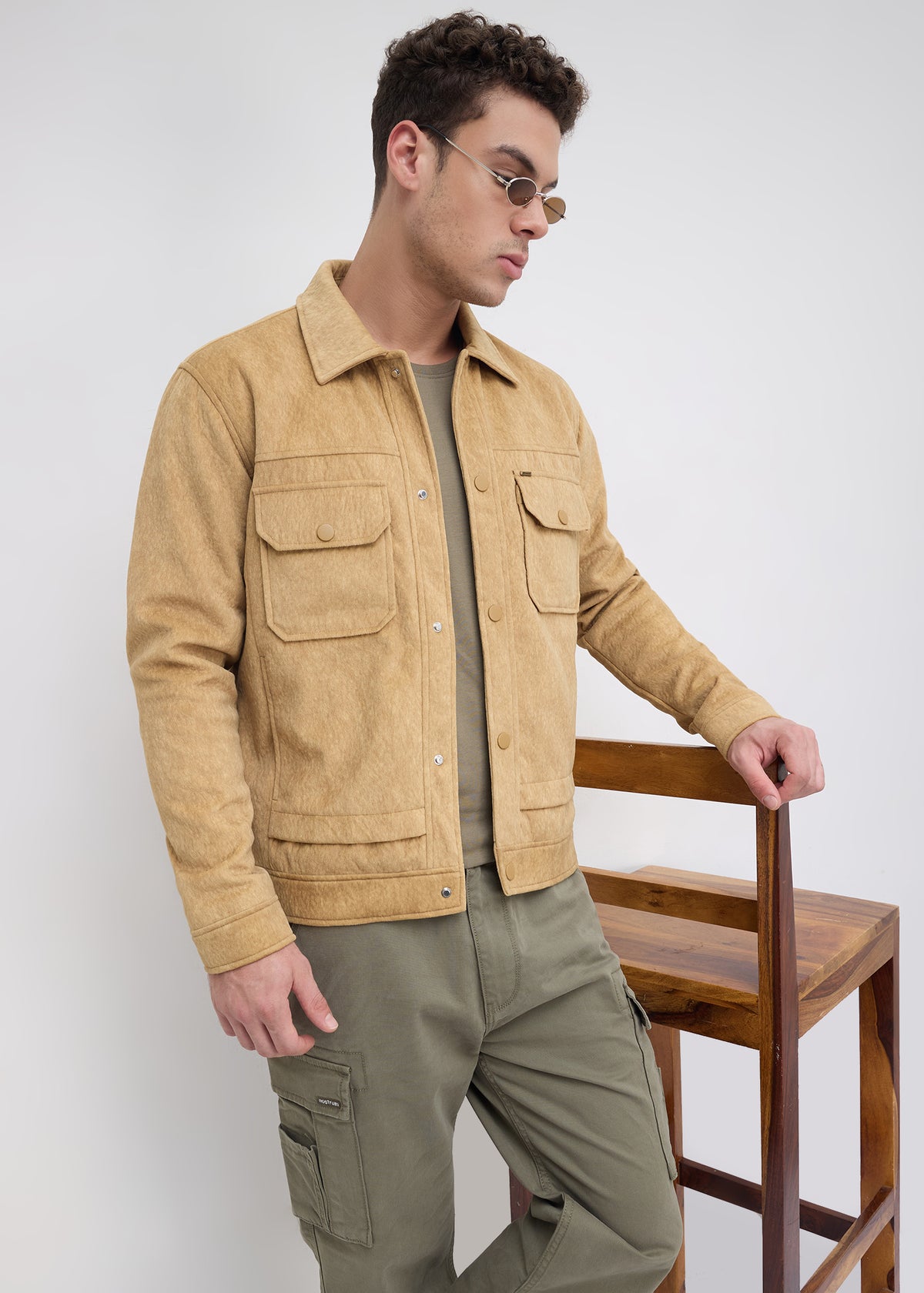 Saanen Soft-Touch Utility Jacket: Khaki