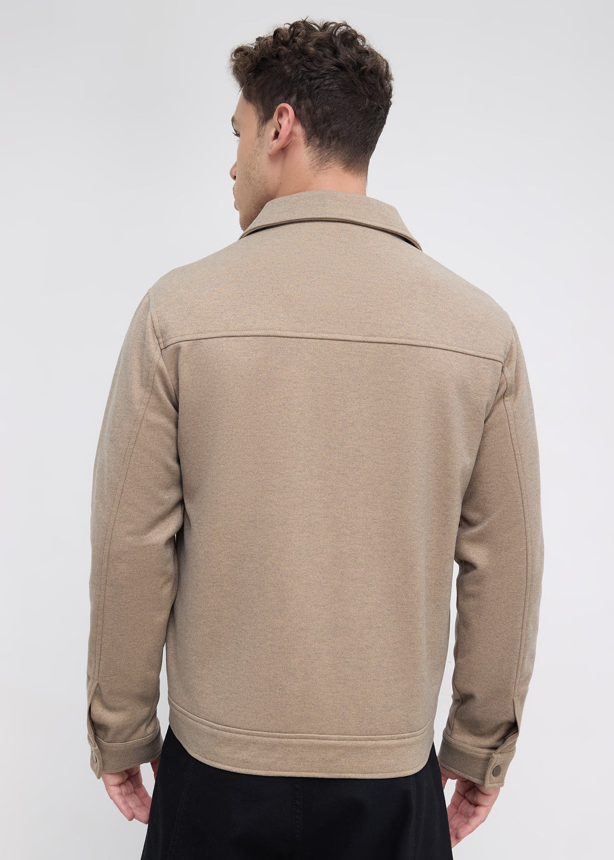 Semsale Snap-Button Utility Jacket: Khaki