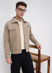 Semsale Snap-Button Utility Jacket: Khaki