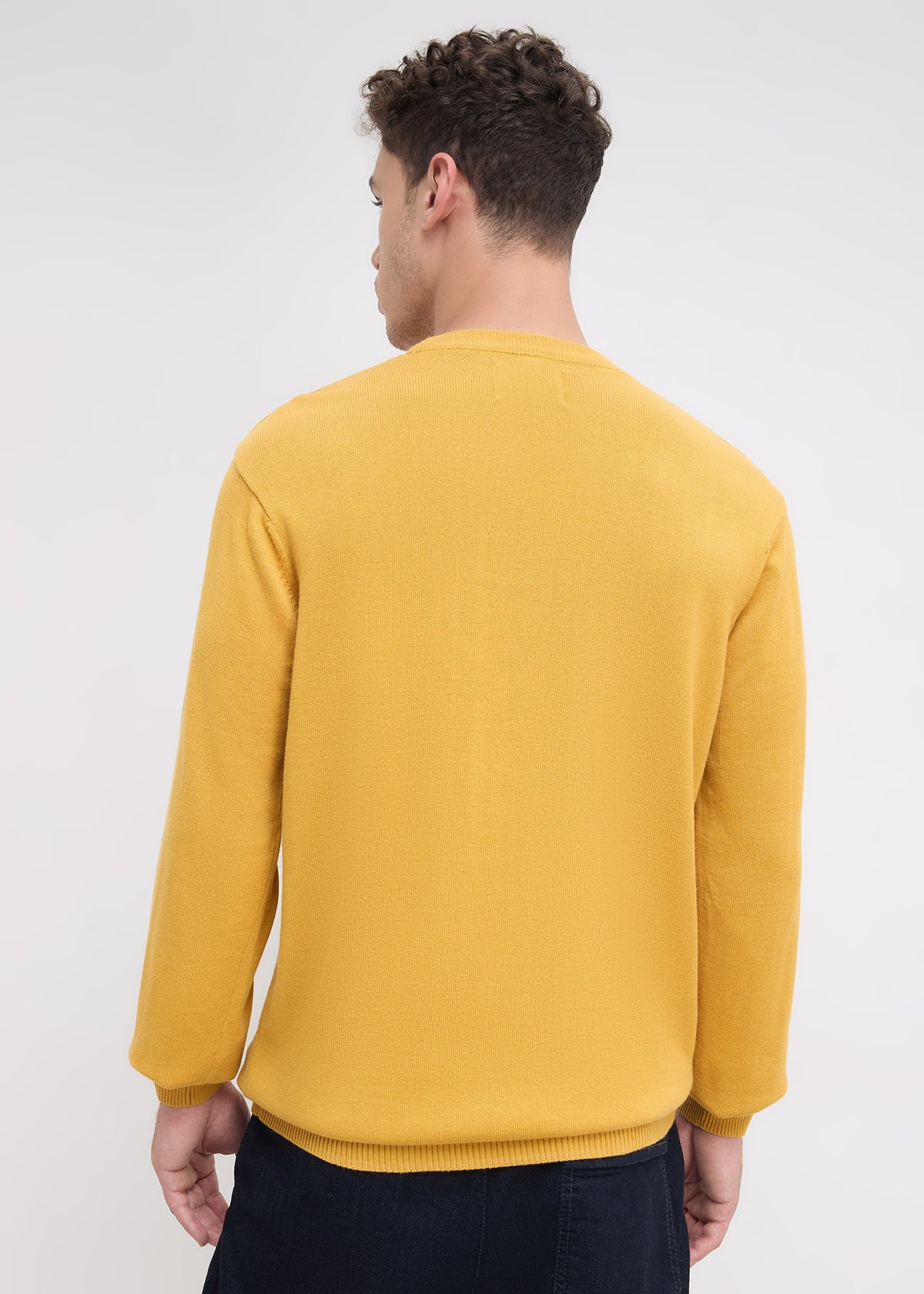Stanway Tonal Logo Knit Sweater: Mustard