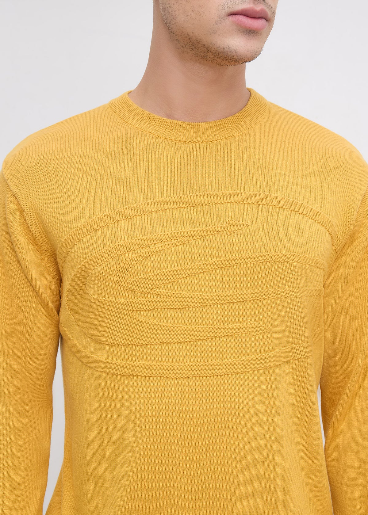 Stanway Tonal Logo Knit Sweater: Mustard