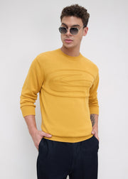 Stanway Tonal Logo Knit Sweater: Mustard