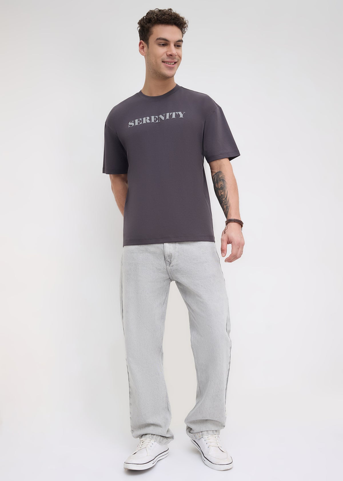 Moulen Oversized Graphic T-shirt: Charcoal