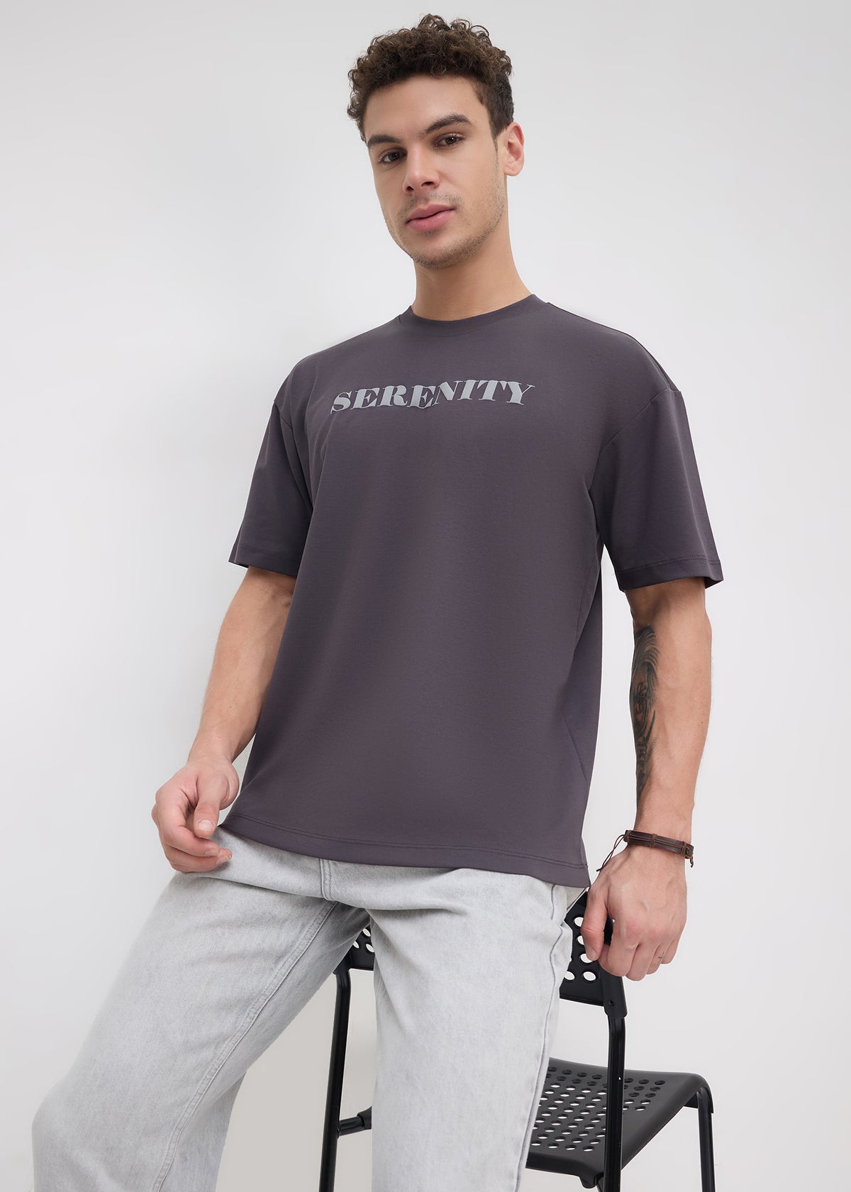 Moulen Oversized Graphic T-shirt: Charcoal