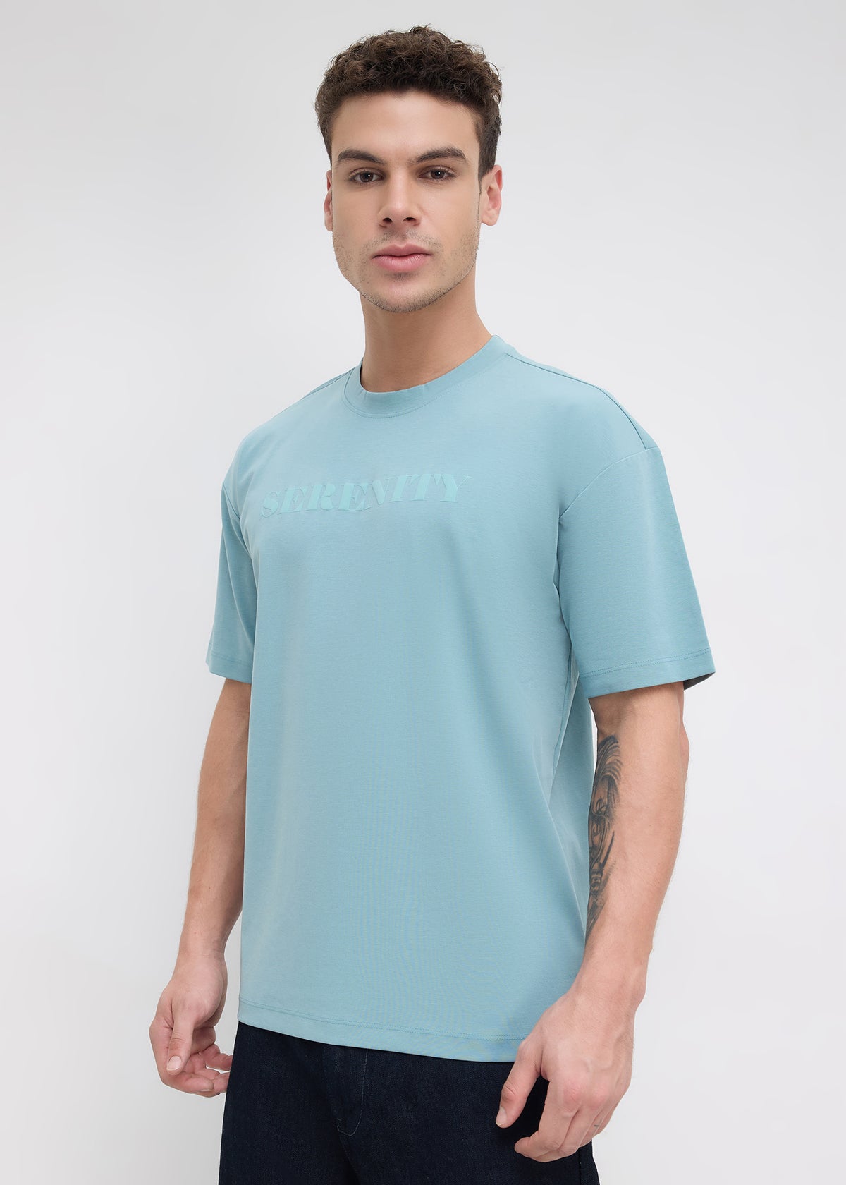 Moulen Oversized Graphic T-shirt: Coral Blue